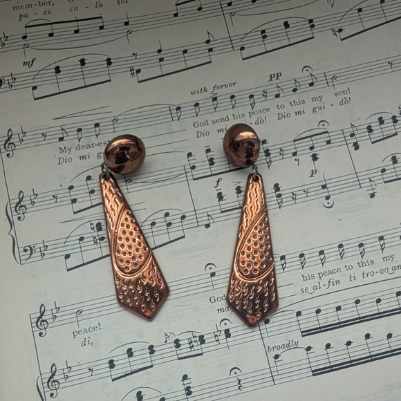 Copper Dangle Earrings - Picture 2 of 11